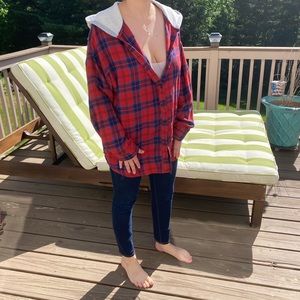 Red flannel with hoodie